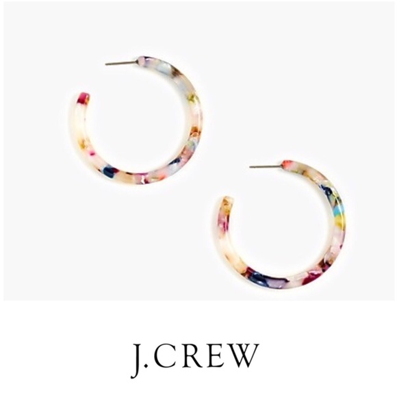 J. Crew Jewelry - NWT J. Crew Tortoise Rainbow Tort Hoop Earrings
